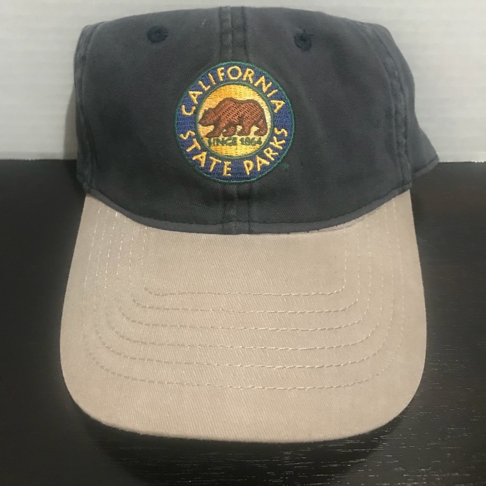California State Parks Cap, Black/Beige, adjustable, Grizzly Bear Logo.